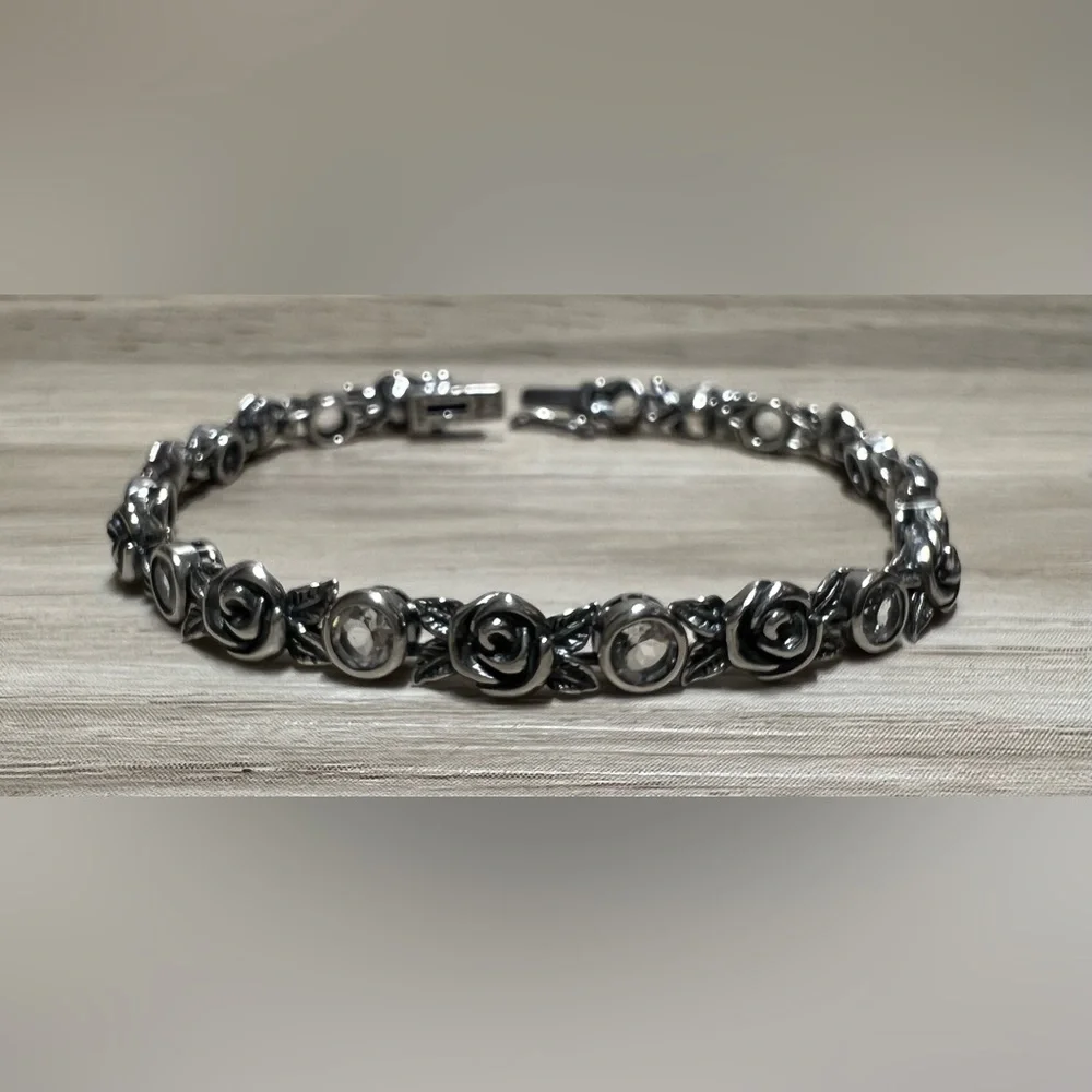 Or Paz Sterling Silver 2.40 Cttw Crystal Quartz & Rose Tennis Bracelet, 6.75” - Picture 2 of 5